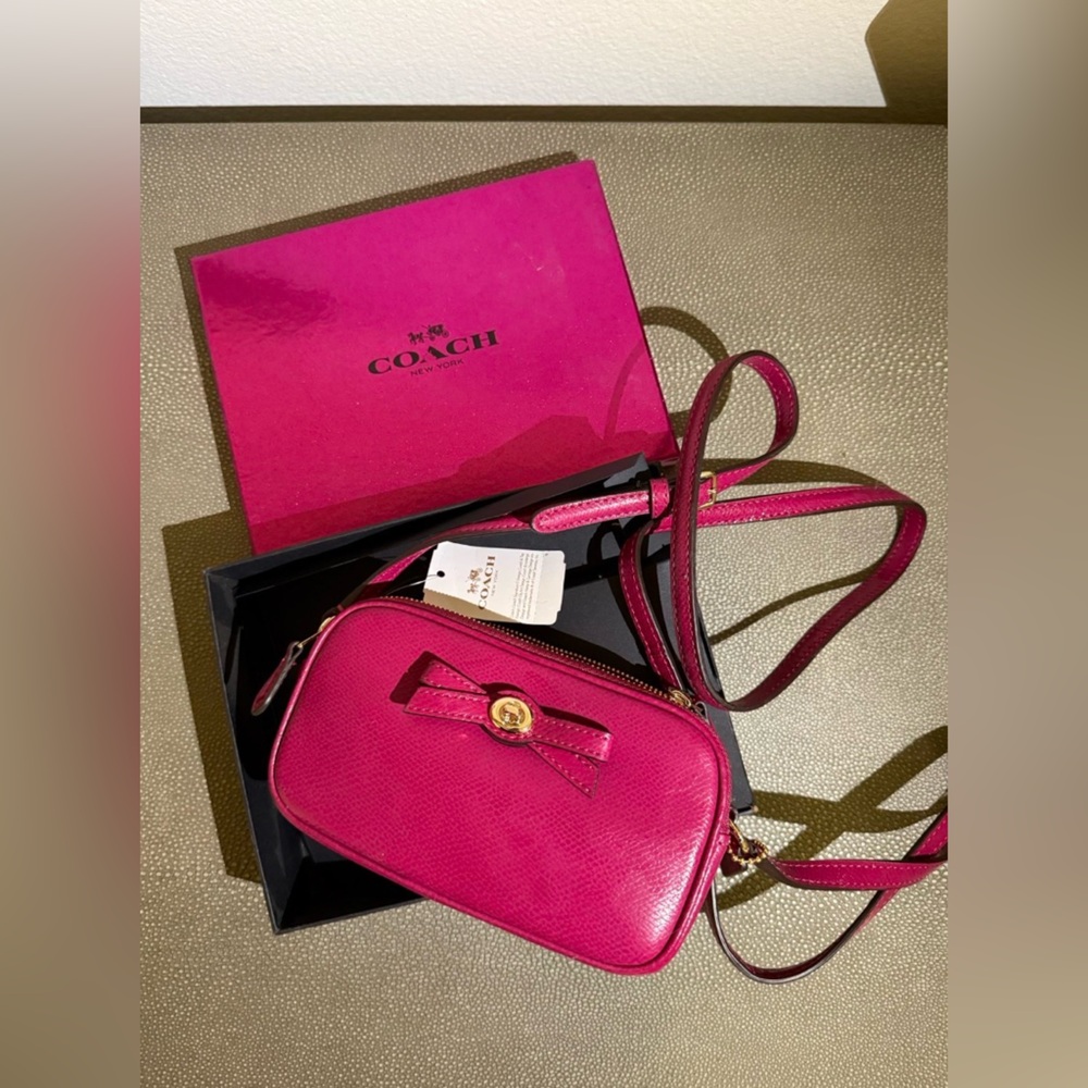 Coach Fuchsia Crossbody Bag with Bow Accent